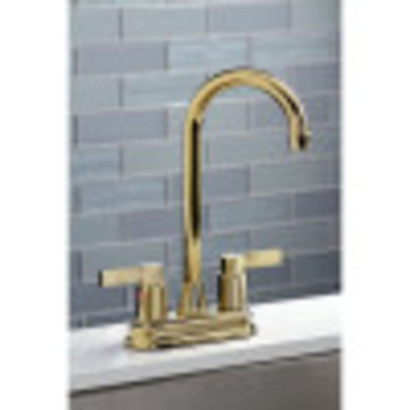 Kingston Brass KB8497NDL NuvoFusion 4" Centerset Bar Faucet, Brushed Brass - Image 3